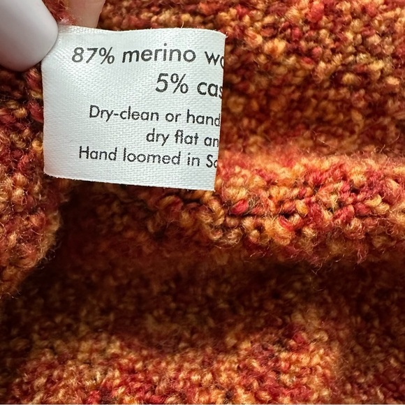 Eskandar Boucle Wool Cashmere Longer Length Cardigan OSFM Orange Handloomed - Picture 5 of 9